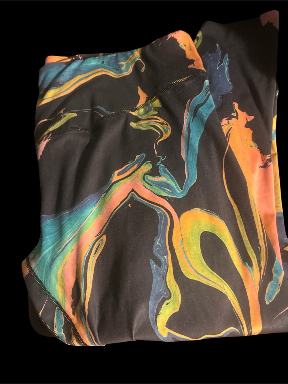 Nike One Luxe Dri-FIT 7/8 Leggings Plus Size 2X Neon Aurora Marble Swirl - Picture 6 of 8